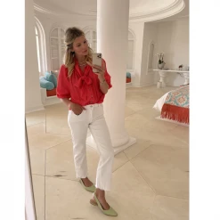 BURU Pink Label Bow Blouse - Coral