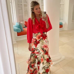 BURU Pink Label Bow Blouse - Coral