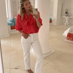 BURU Pink Label Bow Blouse - Coral