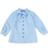 BURU Pink Label Bow Blouse - Blue Poplin Clothing