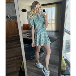 BURU White Label Clothing Boxy Mom Crop - Green & Pink Plaid 14 BURU White Label Clothing Boxy Mom Crop - Green & Pink Plaid