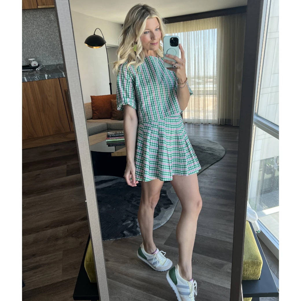 BURU White Label Clothing Boxy Mom Crop - Green & Pink Plaid 7 BURU White Label Clothing Boxy Mom Crop - Green & Pink Plaid