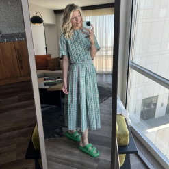 BURU White Label Clothing Boxy Mom Crop - Green & Pink Plaid 16 BURU White Label Clothing Boxy Mom Crop - Green & Pink Plaid