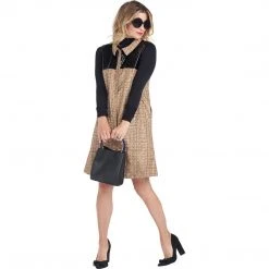 BURU White Label Zip Up Vest Dress - Tan & Black - Final Sale