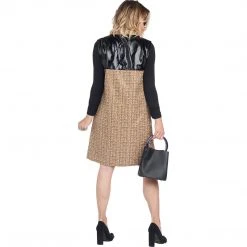 BURU White Label Zip Up Vest Dress - Tan & Black - Final Sale