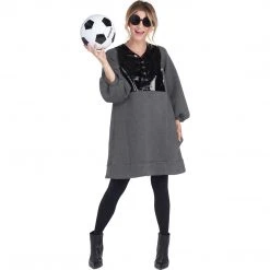 BURU White Label Bib Front A-line Dress - Double Knit Grey Clothing