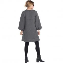 BURU White Label Bib Front A-line Dress - Double Knit Grey Clothing