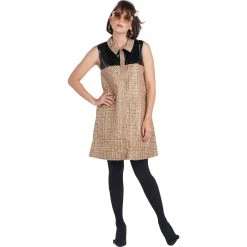 BURU White Label Zip Up Vest Dress - Tan & Black - Final Sale