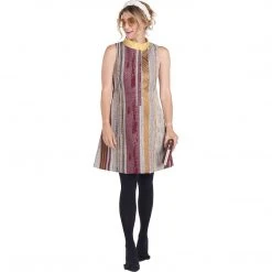 BURU Pink Label Swing Dress Knee Length - Gold/Ivory Woven - Final Sale Clothing