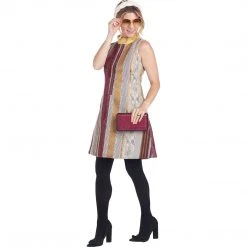 BURU Pink Label Swing Dress Knee Length - Gold/Ivory Woven - Final Sale Clothing