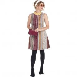 BURU Pink Label Swing Dress Knee Length - Gold/Ivory Woven - Final Sale Clothing