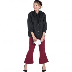 BURU Pink Label Clothing Bow Blouse - Black Moiré