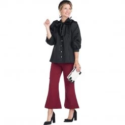 BURU Pink Label Clothing Bow Blouse - Black Moiré