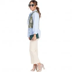 BURU Pink Label Bow Blouse - Blue Poplin Clothing