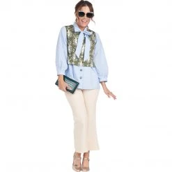 BURU Pink Label Bow Blouse - Blue Poplin Clothing