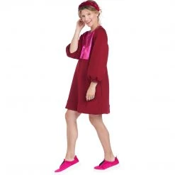 BURU White Label Bib Front A-line Dress - Double Knit Crimson Clothing