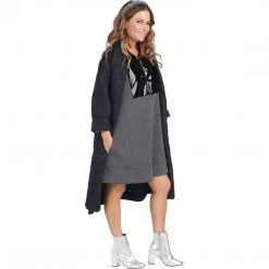 BURU White Label Bib Front A-line Dress - Double Knit Grey Clothing