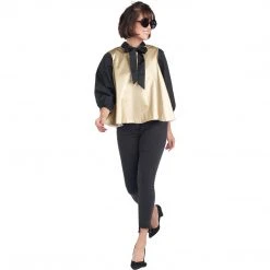 BURU Pink Label Clothing Bow Blouse - Black Moiré