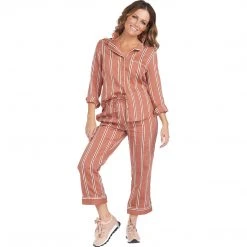 BURU White Label PJ Blouse - Brown Stripe