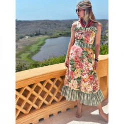 BURU Pink Label Button Top Sundress - Coral Botanical Clothing