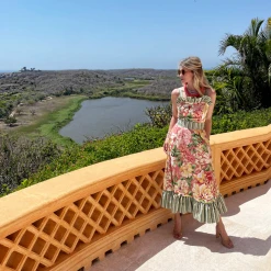 BURU Pink Label Button Top Sundress - Coral Botanical Clothing