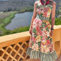 BURU Pink Label Button Top Sundress - Coral Botanical Clothing