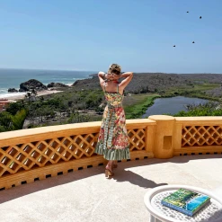 BURU Pink Label Button Top Sundress - Coral Botanical Clothing