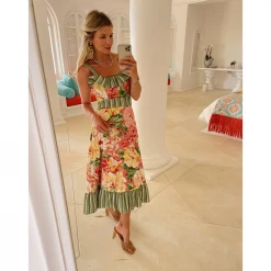 BURU Pink Label Button Top Sundress - Coral Botanical Clothing