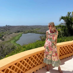 BURU Pink Label Button Top Sundress - Coral Botanical Clothing