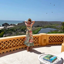 BURU Pink Label Button Top Sundress - Coral Botanical Clothing