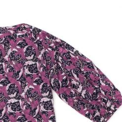 BURU White Label Button Sleeve Blouse - Purple Floral - Final Sale