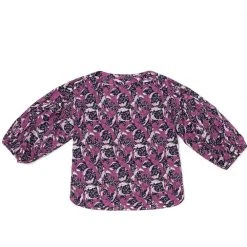 BURU White Label Button Sleeve Blouse - Purple Floral - Final Sale