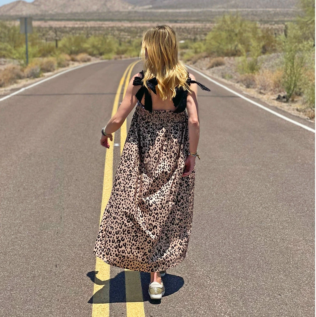 BURU White Label Tie Top MIDI Dress - Tan Cheetah 6 BURU White Label Tie Top MIDI Dress - Tan Cheetah