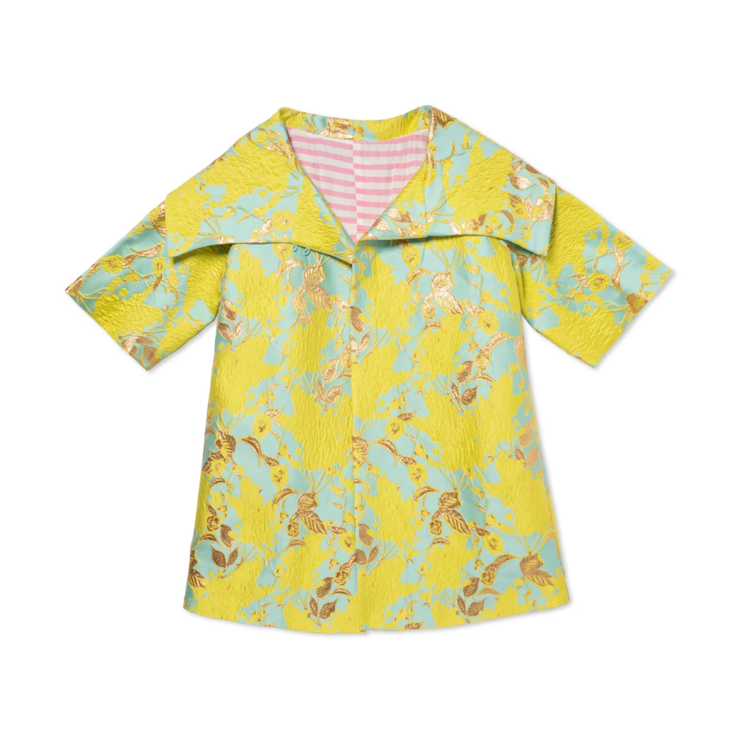 BURU White Label Car Coat - Chartreuse Brocade 12 BURU White Label Car Coat - Chartreuse Brocade