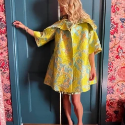 BURU White Label Car Coat - Chartreuse Brocade