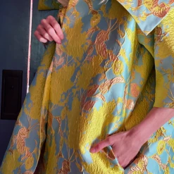 BURU White Label Car Coat - Chartreuse Brocade 14 BURU White Label Car Coat - Chartreuse Brocade