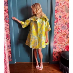 BURU White Label Car Coat - Chartreuse Brocade 17 BURU White Label Car Coat - Chartreuse Brocade