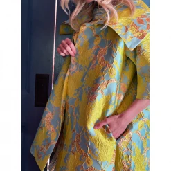 BURU White Label Car Coat - Chartreuse Brocade 18 BURU White Label Car Coat - Chartreuse Brocade