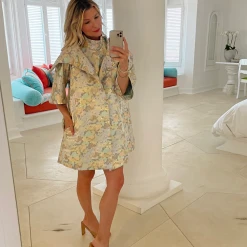 BURU White Label Car Coat - Silver Chinoiserie Clothing