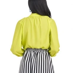 BURU Pink Label Bow Blouse - Chartreuse