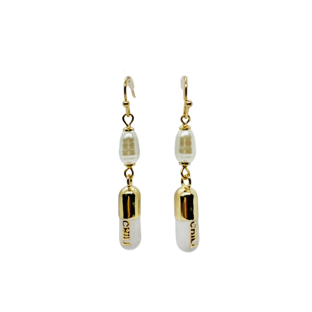 Buru Accessories Chill Pill Earrings - White 4 Buru Accessories Chill Pill Earrings - White