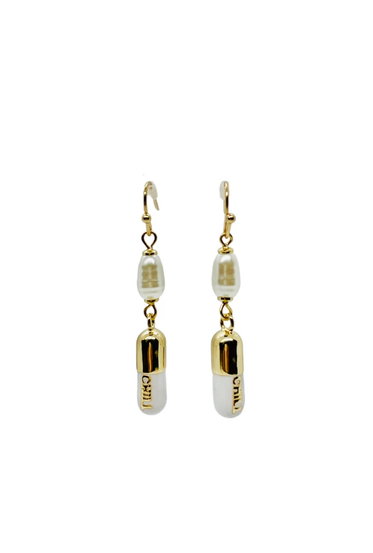 Buru Accessories Chill Pill Earrings - White 3 Buru Accessories Chill Pill Earrings - White