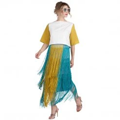 BURU White Label Color Block Mom Crop - White - Final Sale Clothing