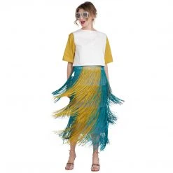 BURU White Label Color Block Mom Crop - White - Final Sale Clothing