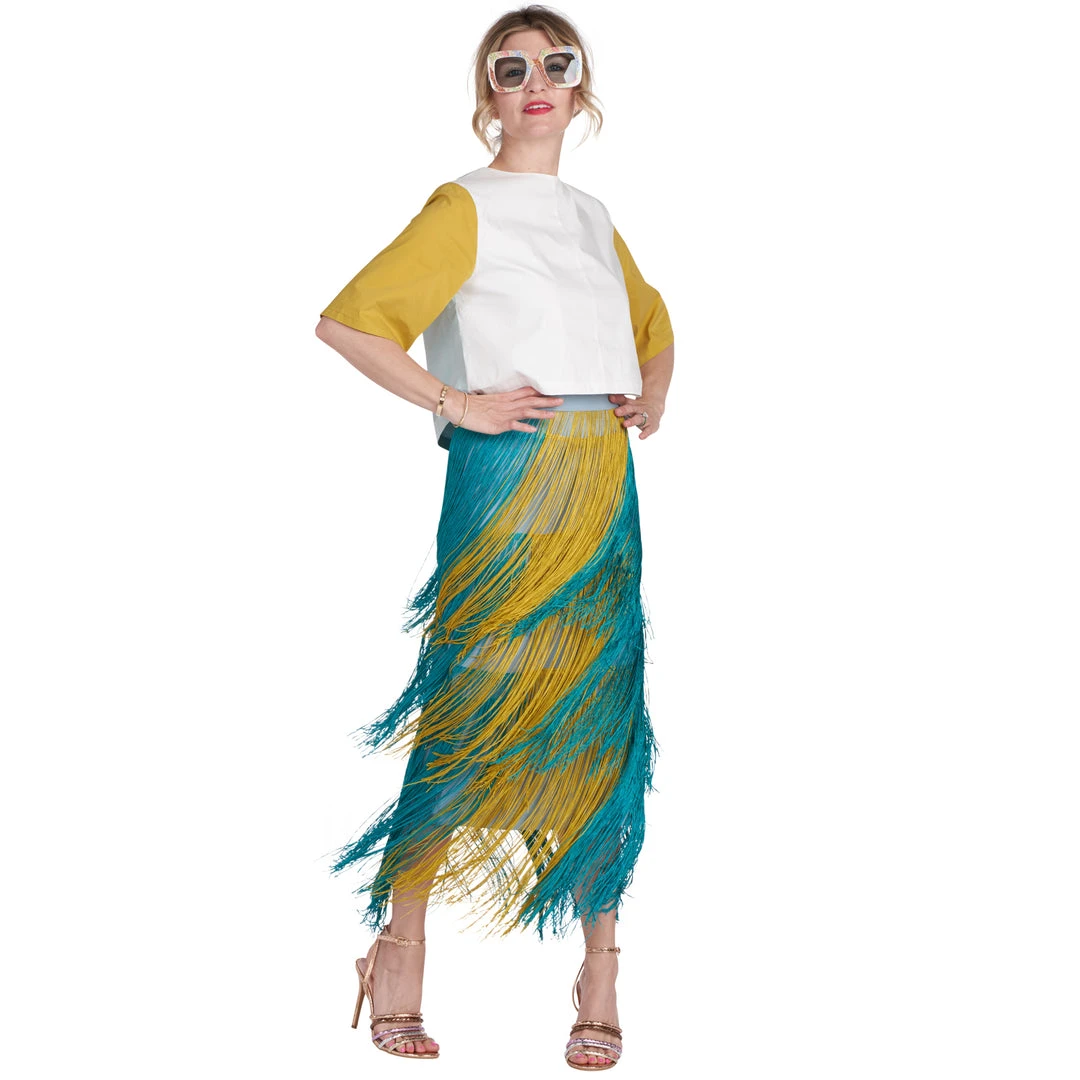 BURU White Label Color Block Mom Crop - White - Final Sale Clothing