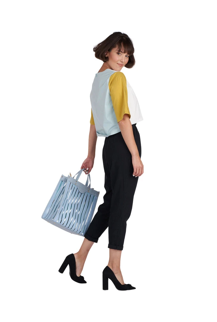 BURU White Label Color Block Mom Crop - White - Final Sale Clothing