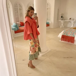 BURU Pink Label Cropped Car Coat - Coral Tweed