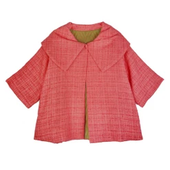 BURU Pink Label Cropped Car Coat - Coral Tweed