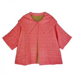 BURU Pink Label Cropped Car Coat - Coral Tweed