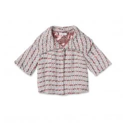 BURU White Label Cropped Car Coat - Mint & Pink Tweed Clothing